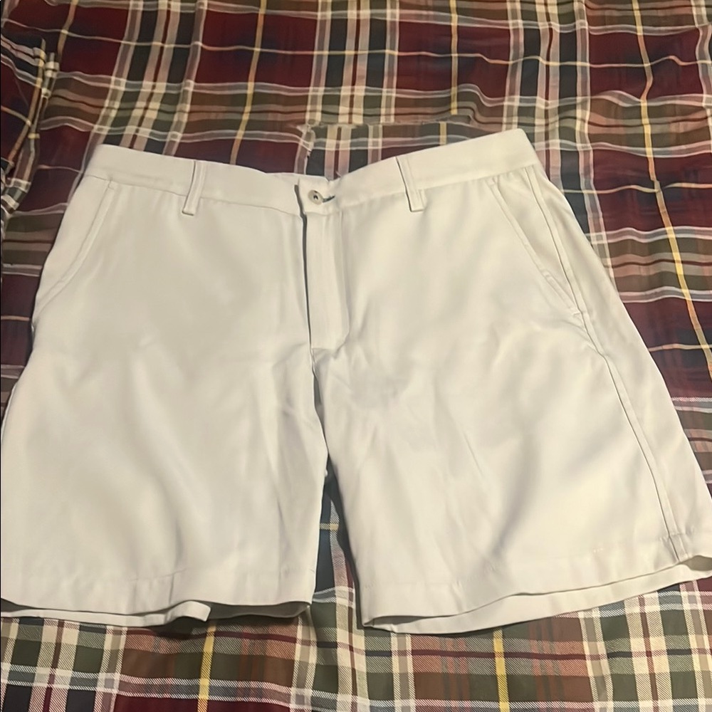 White Flat Front Shorts Lightweight Cotton